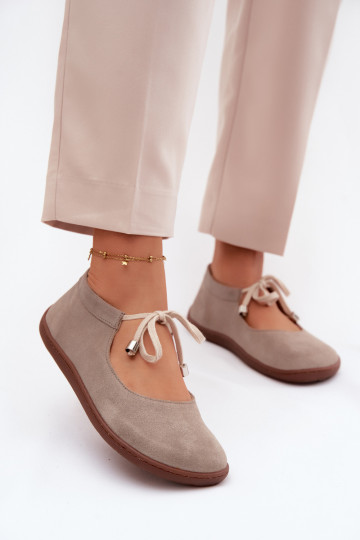 Oda Zomšinės balerinos Barefoot su dirželiais Zazoo 021 kapučino spalvos