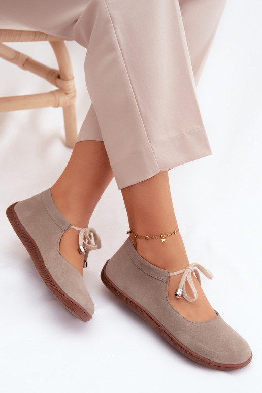 Oda Zomšinės balerinos Barefoot su dirželiais Zazoo 021 kapučino spalvos