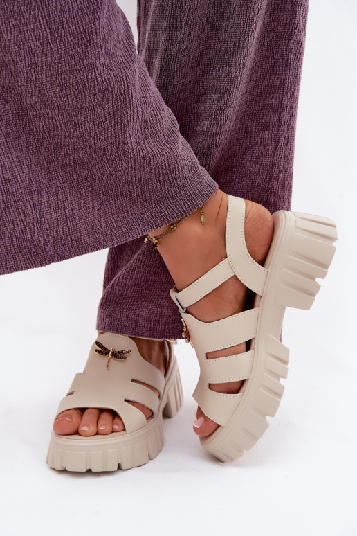 Moteriškos basutės Moteriškas su platformasuINażką Vinceza 79627 smėlio spalvos