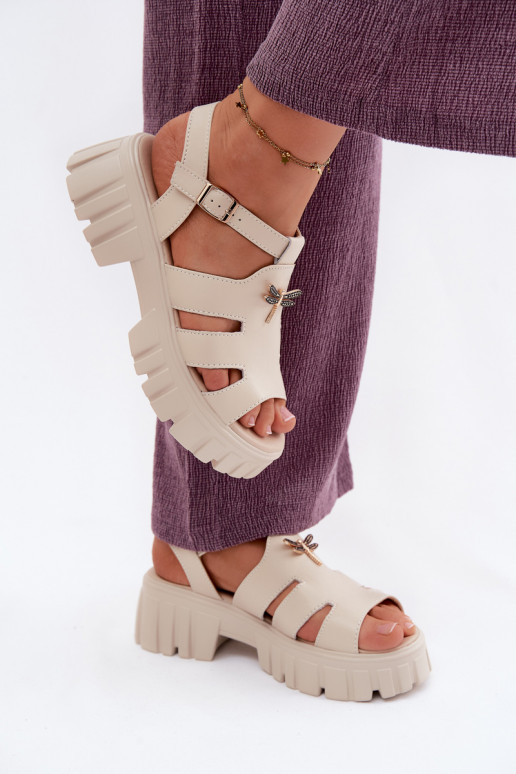 Moteriškos basutės Moteriškas su platformasuINażką Vinceza 79627 smėlio spalvos