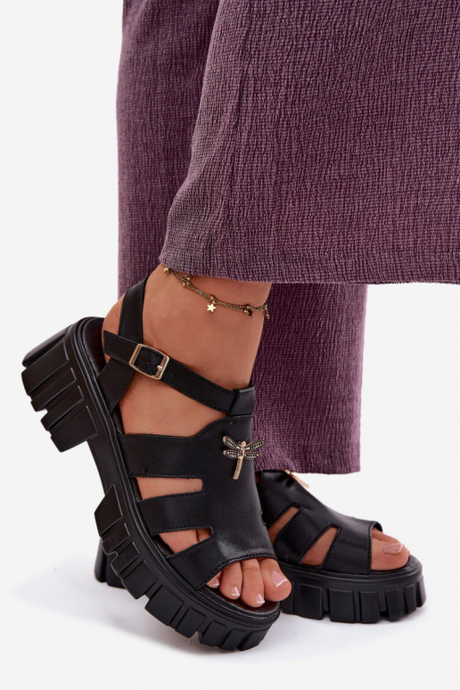 Moteriškos basutės Moteriškas su platformasuINażką Vinceza 79627 juodos spalvos