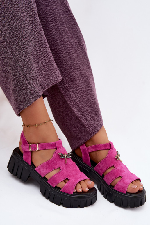 Oda Moteriškos zomšinės basutės su platformasuINażką Vinceza 79627 juodos spalvos