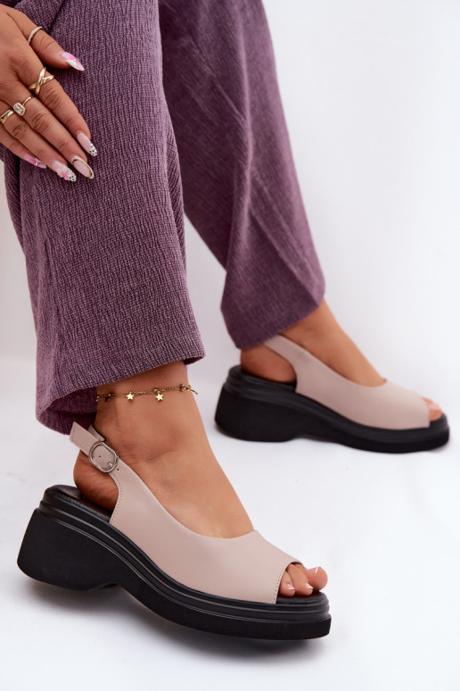 Oda Platforminės basutės Vinceza 66936 smėlio spalvos