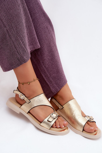 Moteriškos basutės Moteriškas su plačiais kulniukais Vinceza 86434 aukso spalvos