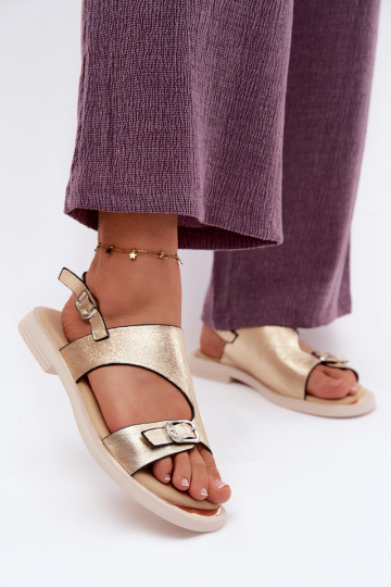 Moteriškos basutės Moteriškas su plačiais kulniukais Vinceza 86434 aukso spalvos 2