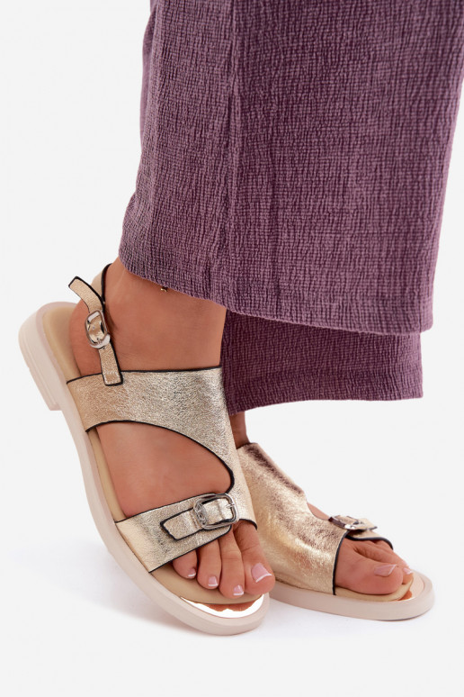 Moteriškos basutės Moteriškas su plačiais kulniukais Vinceza 86434 aukso spalvos