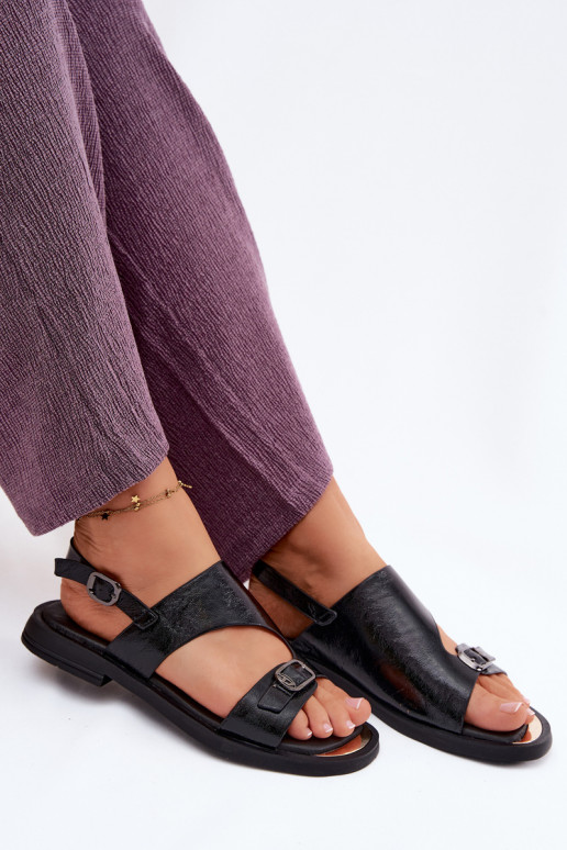 Moteriškos basutės Moteriškas su plačiais kulniukais Vinceza 86434 juodos spalvos