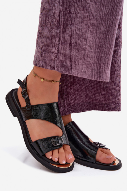 Moteriškos basutės Moteriškas su plačiais kulniukais Vinceza 86434 juodos spalvos