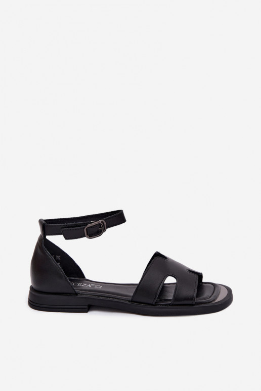 Moteriškos basutėssuĮjungtaturalnej Skóry su plačiais kulniukais Vinceza 62305 juodos spalvos