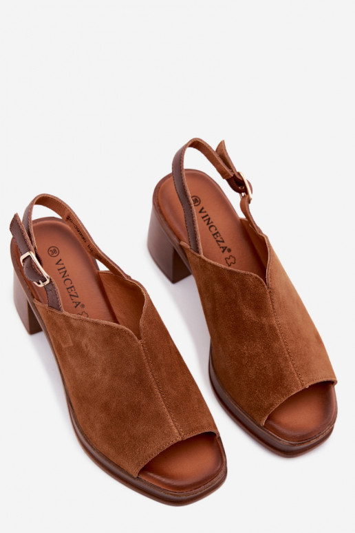 Oda Elegantiški zomšiniai aukštakulniai Įrašas Vinceza 39995 rudos spalvos