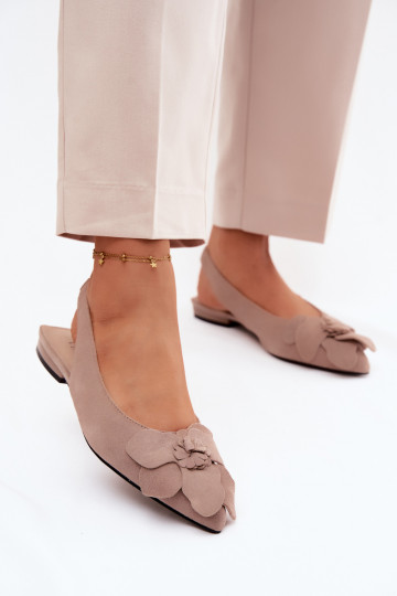 basutės Oda iš zomšos su plačiais kulniukais Su puošniais Gėlė Vinceza 66951 smėlio spalvos