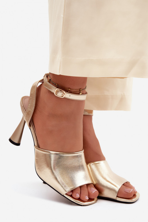 Moteriškos basutės su kulniukais Vinceza 62297 aukso spalvos