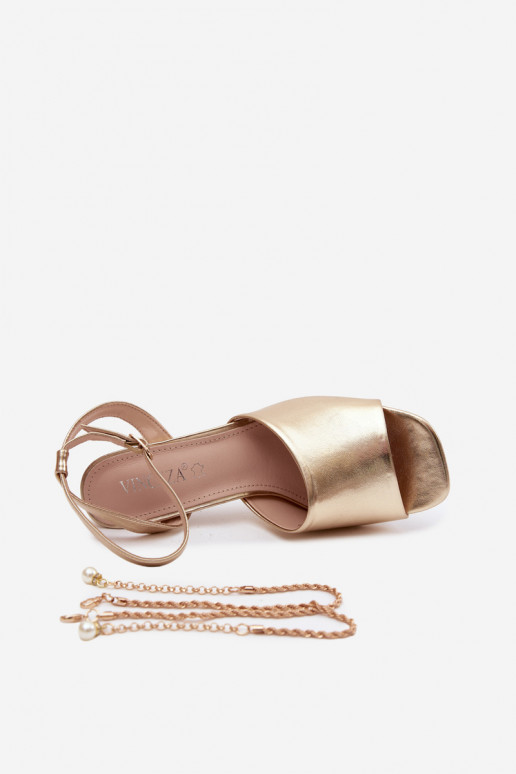 Moteriškos basutės su kulniukais Vinceza 62297 aukso spalvos