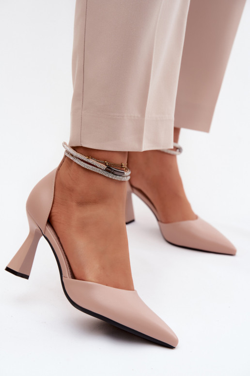 Bateliai su kulniukaissuBłyszczącym Juostelėsem Vinceza 62283 smėlio spalvos