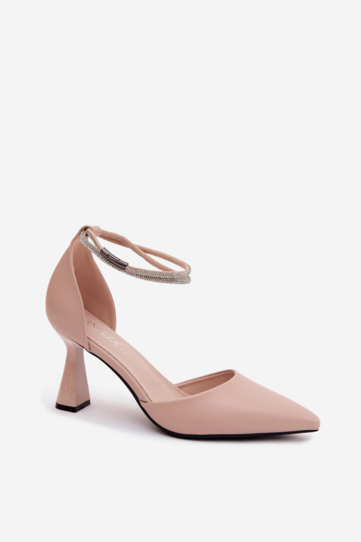 Bateliai su kulniukaissuBłyszczącym Juostelėsem Vinceza 62283 smėlio spalvos