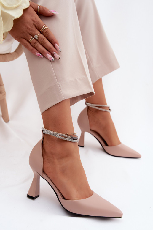 Bateliai su kulniukaissuBłyszczącym Juostelėsem Vinceza 62283 smėlio spalvos