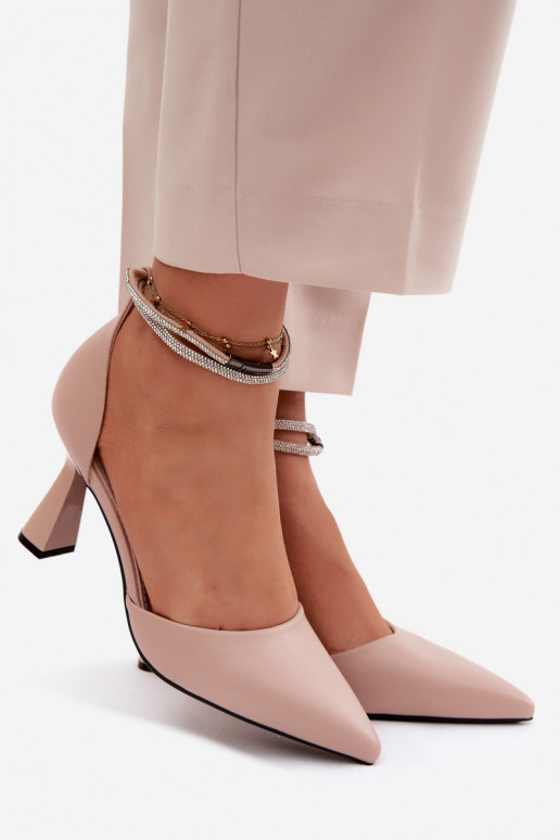 Bateliai su kulniukaissuBłyszczącym Juostelėsem Vinceza 62283 smėlio spalvos