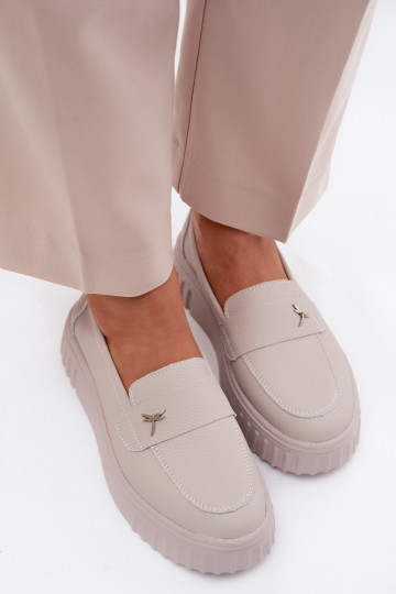 Oda batai Moteriškas su platforma Įsispiriamo modelio Vinceza 93218 smėlio spalvos