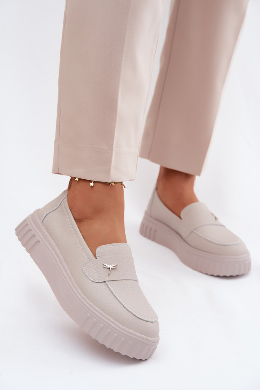 Oda batai Moteriškas su platforma Įsispiriamo modelio Vinceza 93218 smėlio spalvos