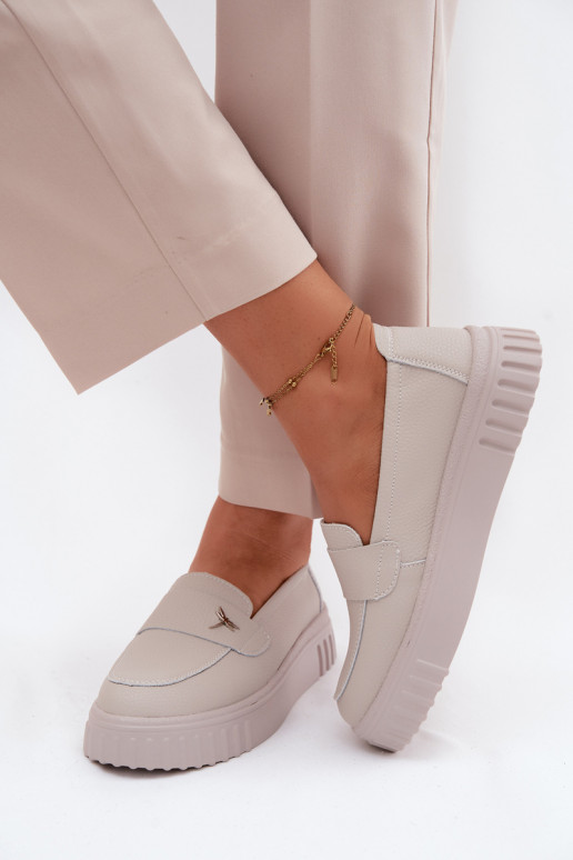 Oda batai Moteriškas su platforma Įsispiriamo modelio Vinceza 93218 smėlio spalvos