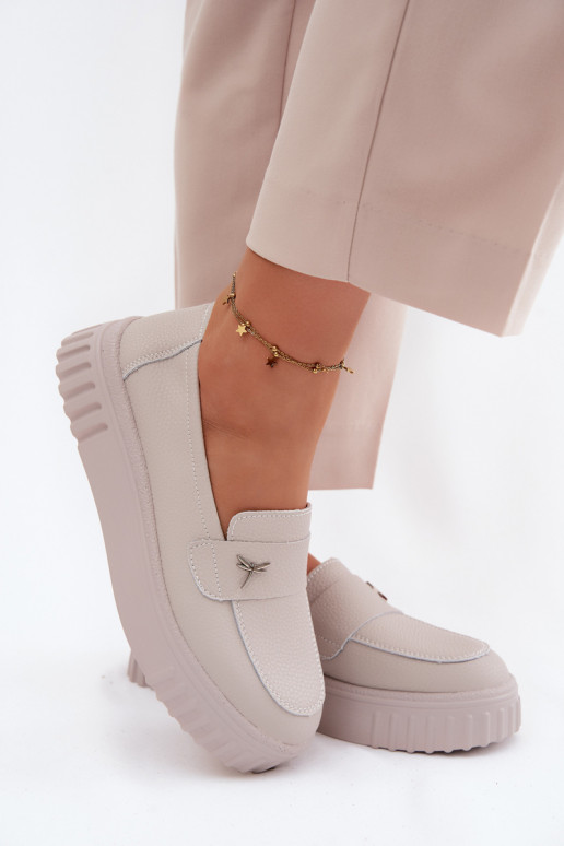 Oda batai Moteriškas su platforma Įsispiriamo modelio Vinceza 93218 smėlio spalvos