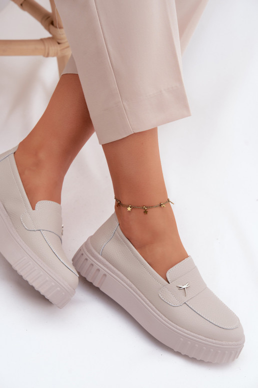 Oda batai Moteriškas su platforma Įsispiriamo modelio Vinceza 93218 smėlio spalvos