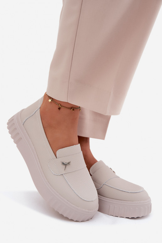 Oda batai Moteriškas su platforma Įsispiriamo modelio Vinceza 93218 smėlio spalvos