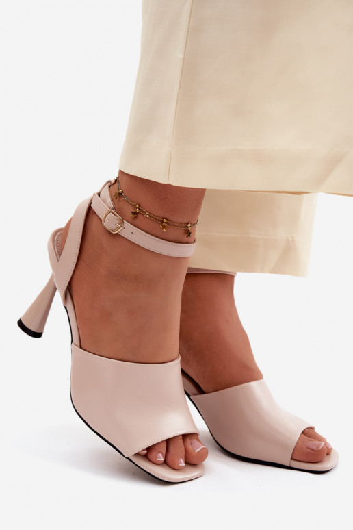 Moteriškos basutės su kulniukais Vinceza 62297 smėlio spalvos