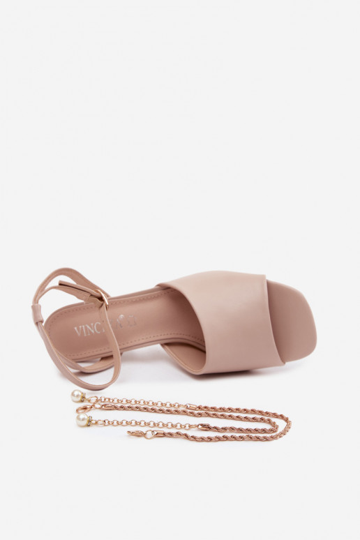 Moteriškos basutės su kulniukais Vinceza 62297 smėlio spalvos