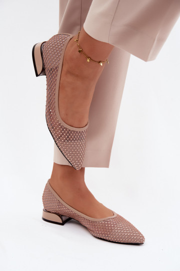 Balerinos Ant žemo kulno Tinklelis Su dekoracija Vinceza 62294 smėlio spalvos