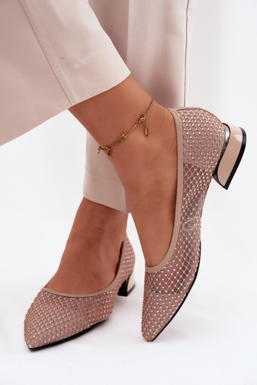 Balerinos Ant žemo kulno Tinklelis Su dekoracija Vinceza 62294 smėlio spalvos