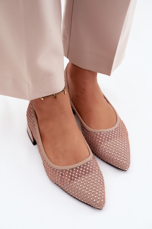 Balerinos Ant žemo kulno Tinklelis Su dekoracija Vinceza 62294 smėlio spalvos