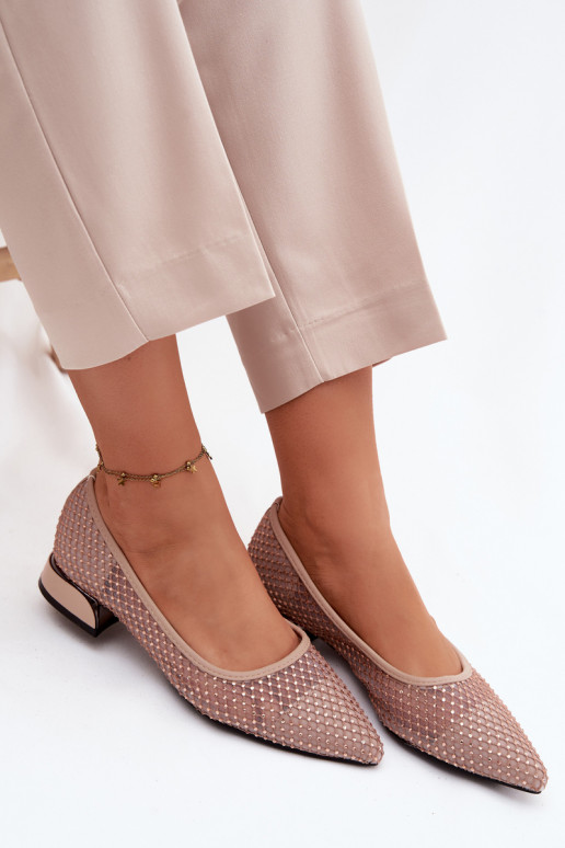 Balerinos Ant žemo kulno Tinklelis Su dekoracija Vinceza 62294 smėlio spalvos