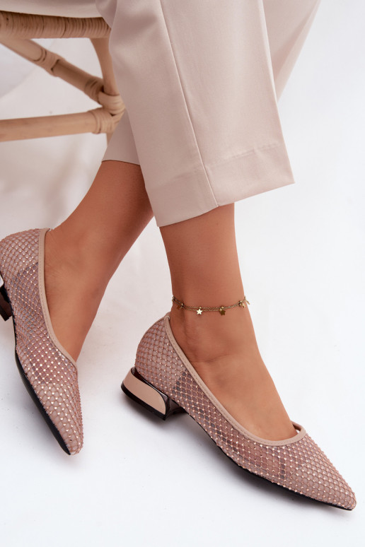 Balerinos Ant žemo kulno Tinklelis Su dekoracija Vinceza 62294 smėlio spalvos