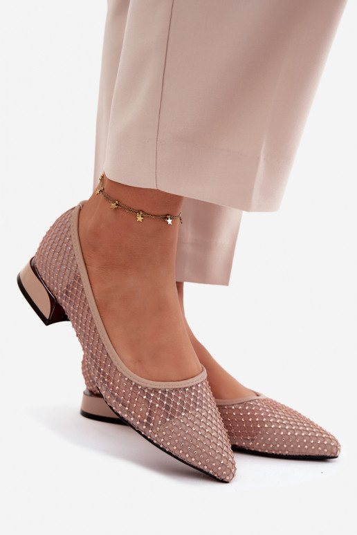 Balerinos Ant žemo kulno Tinklelis Su dekoracija Vinceza 62294 smėlio spalvos