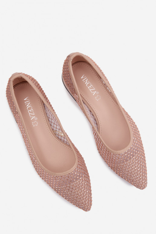 Balerinos Ant žemo kulno Tinklelis Su dekoracija Vinceza 62294 smėlio spalvos