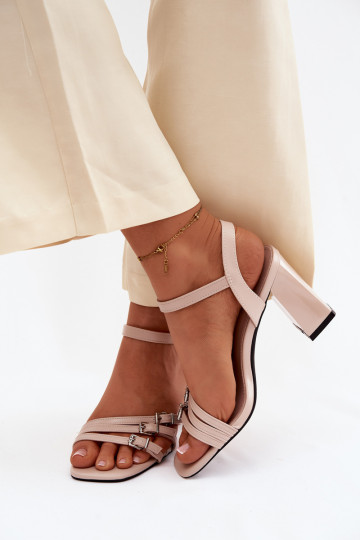 Moteriškos basutės su kulniukais Įrašas su juostelėmis Vinceza 62310 smėlio spalvos 2