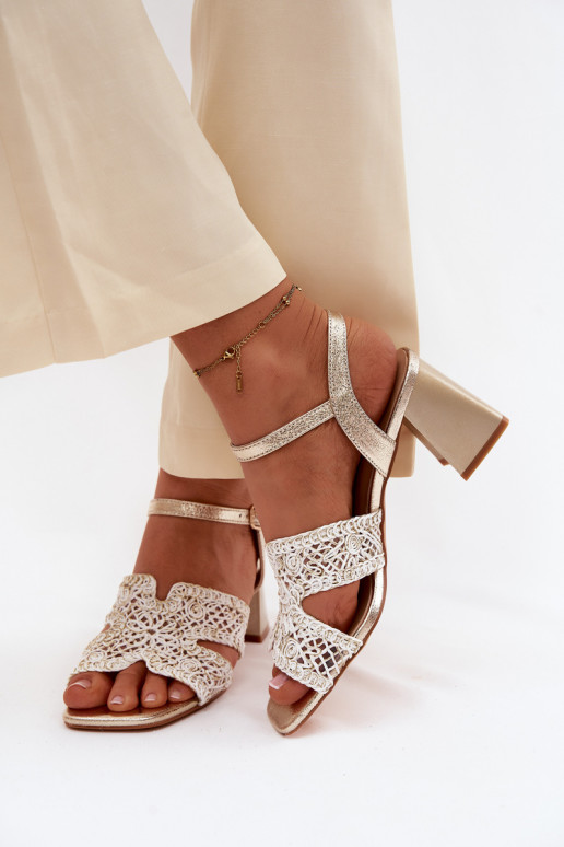 Moteriškos aukštakulnės basutės Vinceza 20282 aukso spalvos