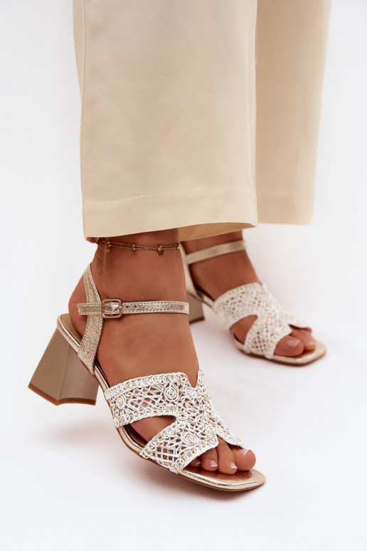 Moteriškos aukštakulnės basutės Vinceza 20282 aukso spalvos