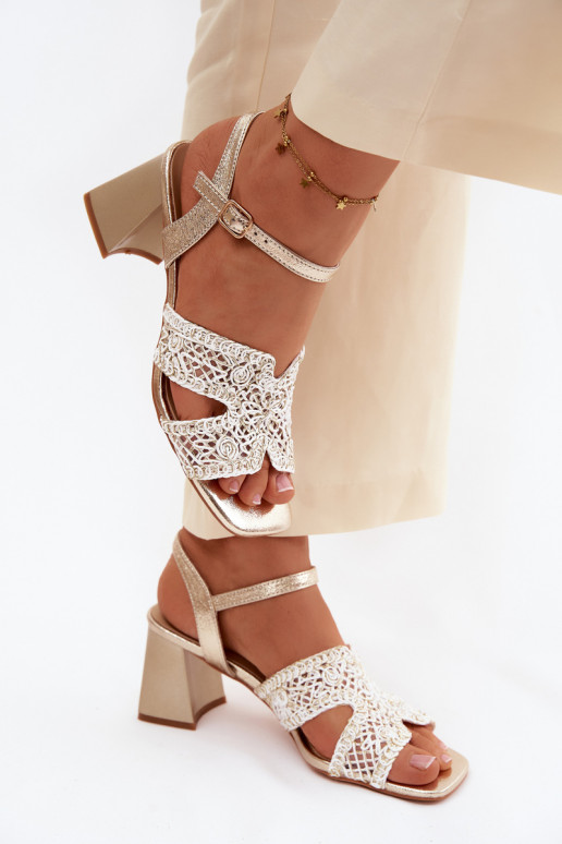 Moteriškos aukštakulnės basutės Vinceza 20282 aukso spalvos