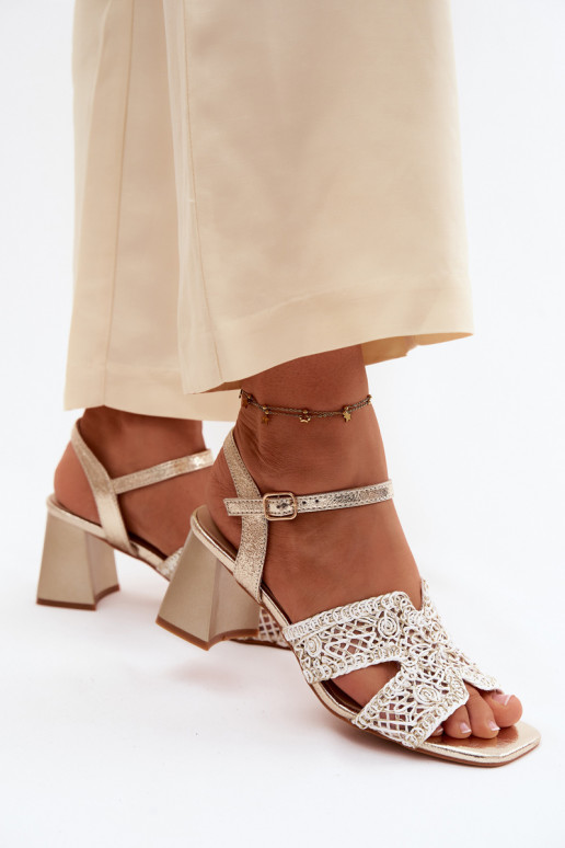 Moteriškos aukštakulnės basutės Vinceza 20282 aukso spalvos