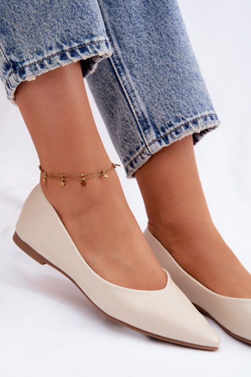 Balerinos iš dirbtinės odos smėlio spalvos Nelisa