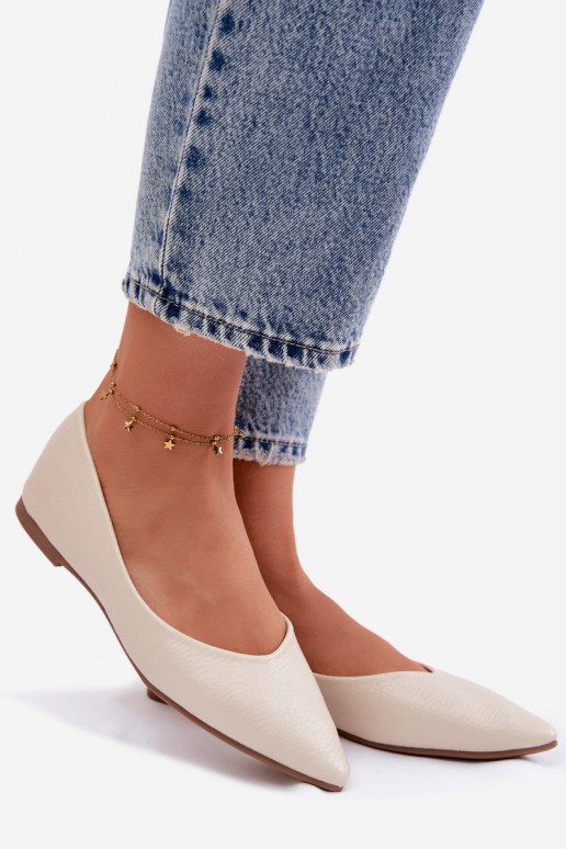 Balerinos iš dirbtinės odos smėlio spalvos Nelisa