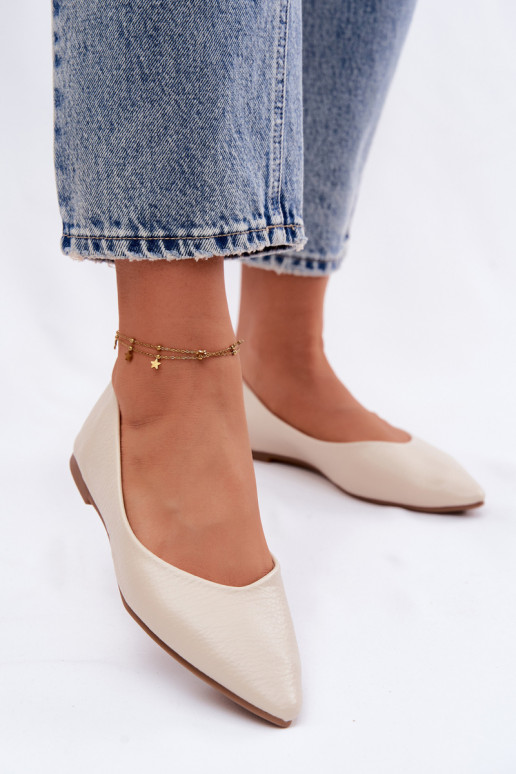 Balerinos iš dirbtinės odos smėlio spalvos Nelisa