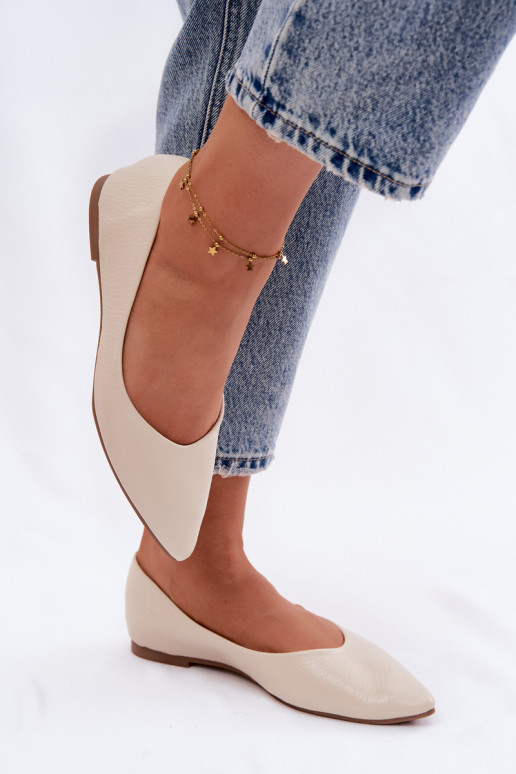 Balerinos iš dirbtinės odos smėlio spalvos Nelisa