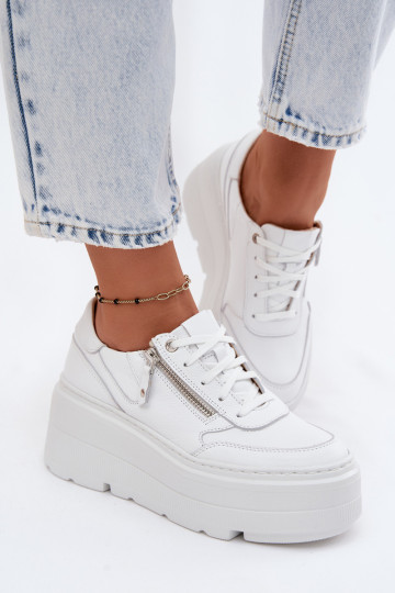 Oda Sneakers modelio batai Moteriškas su platforma Zazoo N1084 baltos spalvos