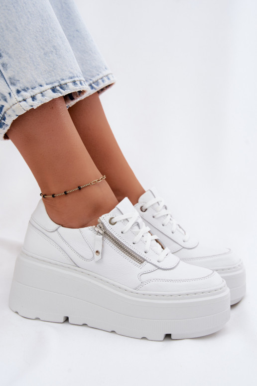 Oda Sneakers modelio batai Moteriškas su platforma Zazoo N1084 baltos spalvos