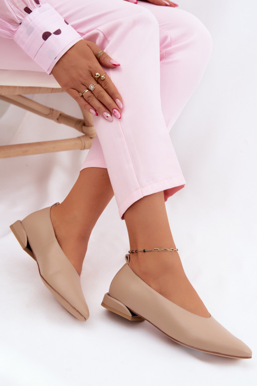 Balerinos su plačiais kulniukais smėlio spalvos Hoshi