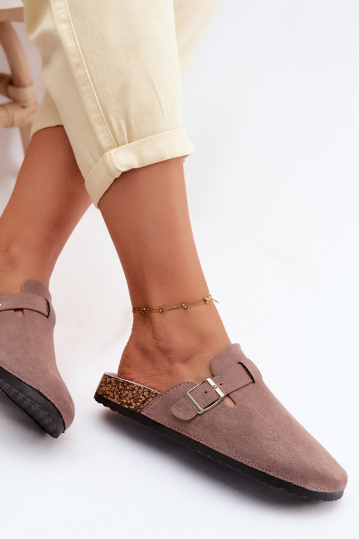 Šlepetės Klumpės Moteriškas su sagtimis smėlio spalvos Lacey