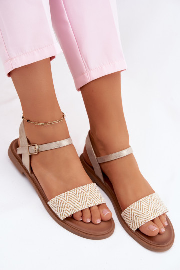 Moteriškos basutės su plačiais kulniukais aukso spalvos Lumina